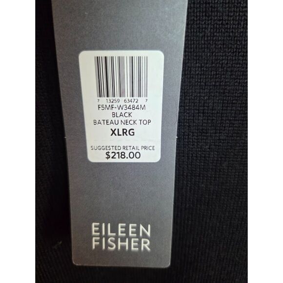 NWT Eileen Fisher Black Bateau Neck 100% Wool Knit Tunic Sweater size XL - Picture 5 of 9